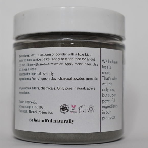 Detoxing vegan clay mask w/ charcoal and turmeric - Picture 2 of 4